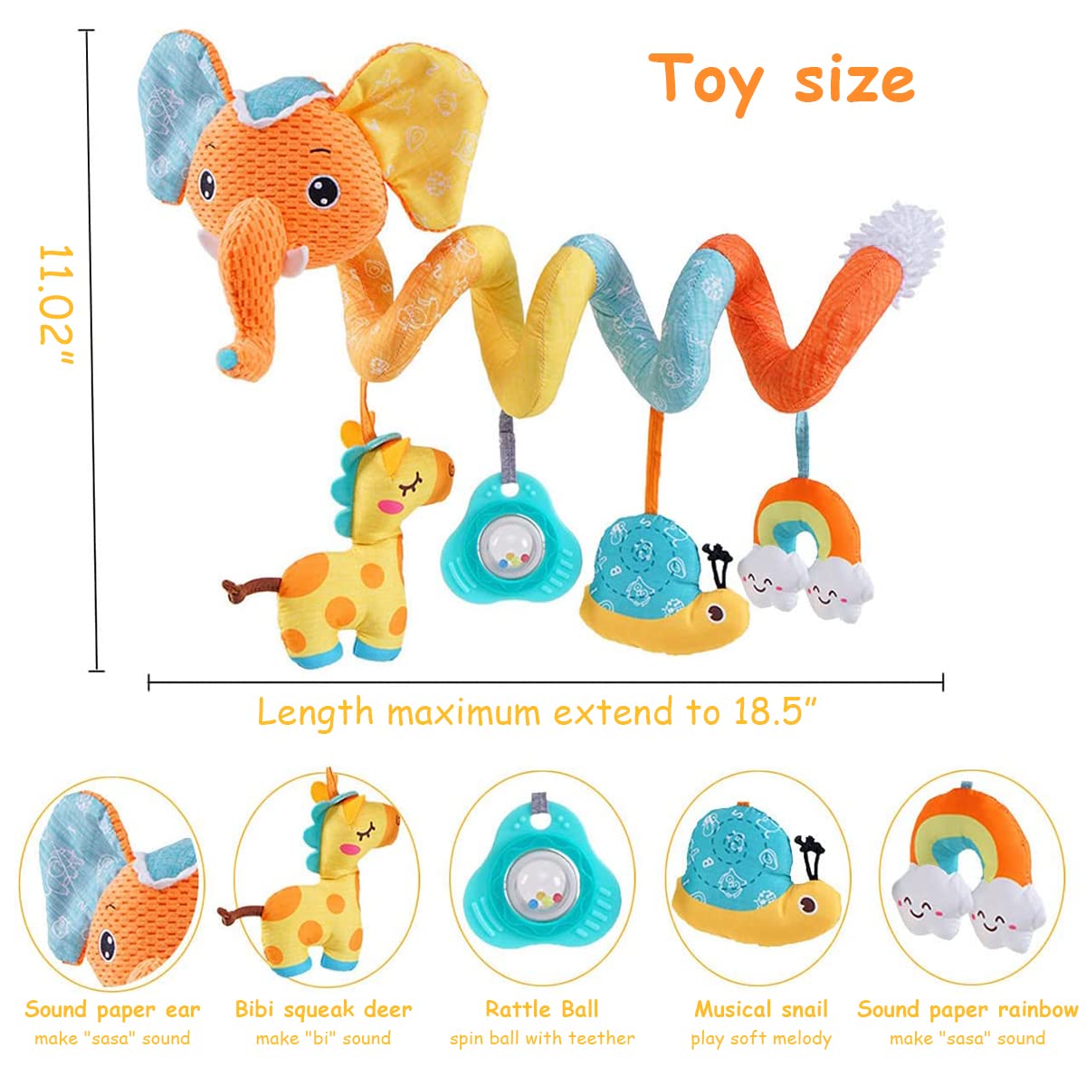 PATPAT Hanging Toys for Babies 0-6 Months, Baby Hanging Toys Stroller Toy, Rattles for 6 to 12 Months Baby Cradle Toys Hanging, Activity Spiral Stroller Rattles, Baby Car Seat Pram Toy with Rattles PATPAT Hanging Toys for Babies 0-6 Months, Baby Hanging Toys Stroller Toy, Rattles for 6 to 12 Months Baby Cradle Toys Hanging, Activity Spiral Stroller Rattles, Baby Car Seat Pram Toy with Rattles